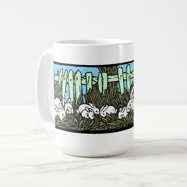 Vintage Kaninchenfamilie Kaffeetasse (Vorderseite Links)