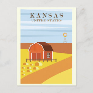Vintage Kansas Farm Travel Postkarte