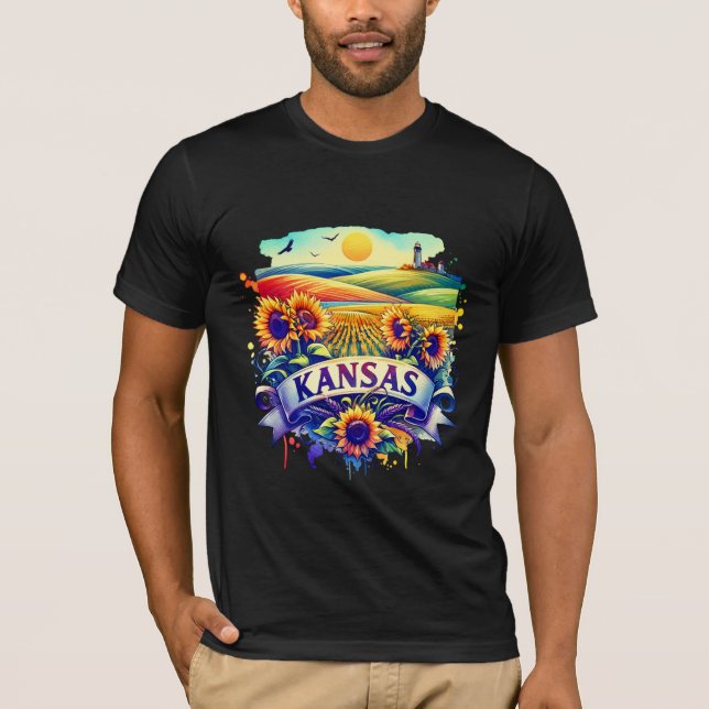 Vintage Kansas Map T-Shirts – Retro us state (Vorderseite)