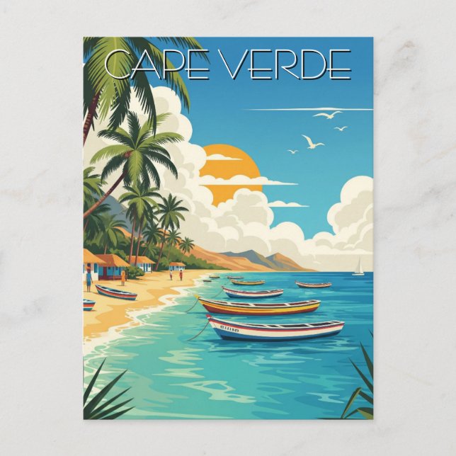 Vintage Kap-Verde-Reise Postkarte (Vorderseite)