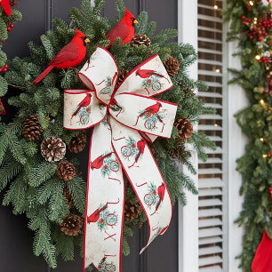 Vintage-Kardinal benutzerdefinierte Weihnachtsfeie Satinband