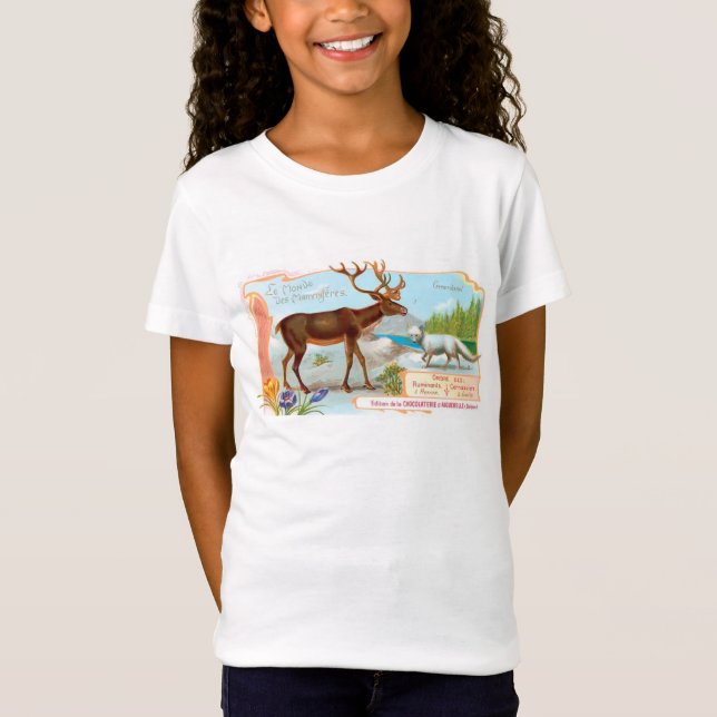 Vintage Karibik (Rentier) und Arktis Fox T-Shirt (Vorderseite)