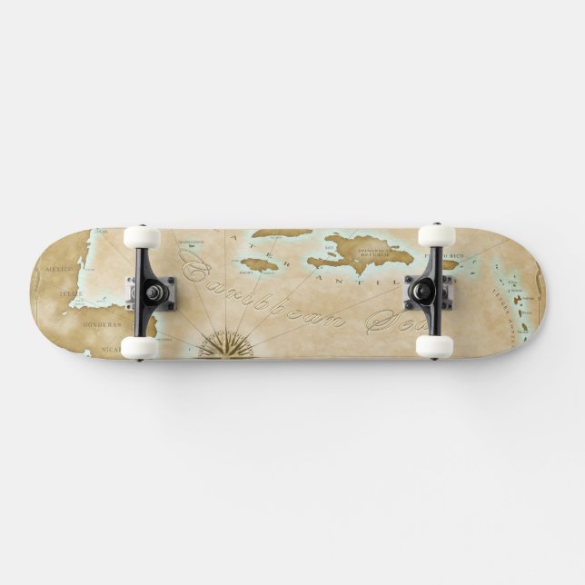 Vintage Karibikkarte Skateboard (Horizontal)