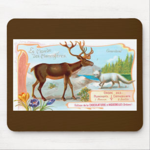 Vintage Karibu (Rentier) und Polarfuchs Mousepad