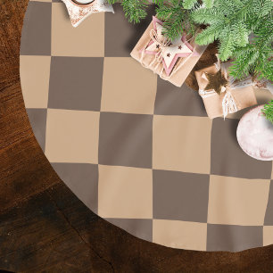Vintage Kariert in warmen Brauntönen Polyester Weihnachtsbaumdecke