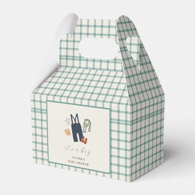 Vintage Karierte Kinderkleidung Kinderdusche Geschenkschachtel (Vorderseite)
