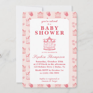 Vintage-Karneval-Baby-Shower-Einladung Einladung