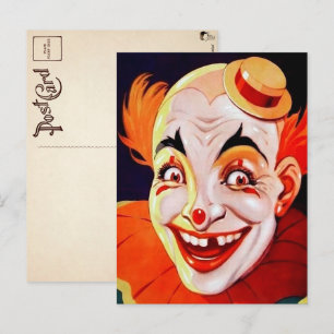 Vintage Karneval Clown Postkarte