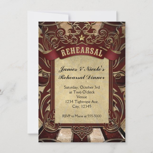 Vintage Karnevalskarte Hochzeitskarte der Probe Einladung (Vorderseite)