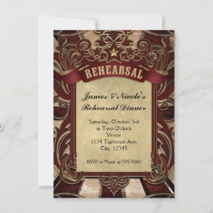 Vintage Karnevalskarte Hochzeitskarte der Probe Einladung