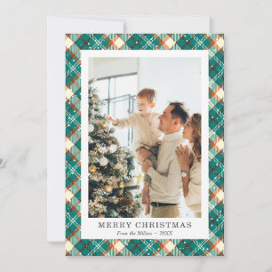 Vintage-Karo-Schnee-Foto-Weihnachtskarten Feiertagskarte