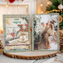 Vintage-Karo-Weihnachtsglocken-Foto-Rückseite