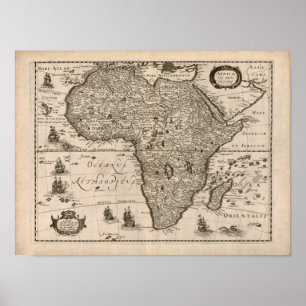 Vintage Karte 1640 Afrika Poster