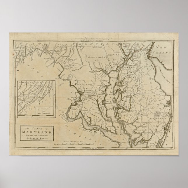 Vintage Karte 1795 Maryland Poster (Vorne)