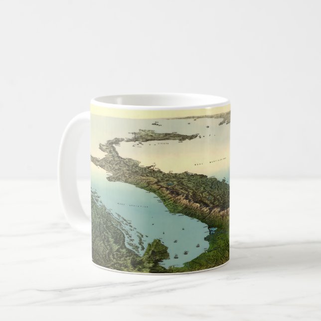 Vintage Karte 3D von Tasse Italiens (19. (Vorderseite Links)