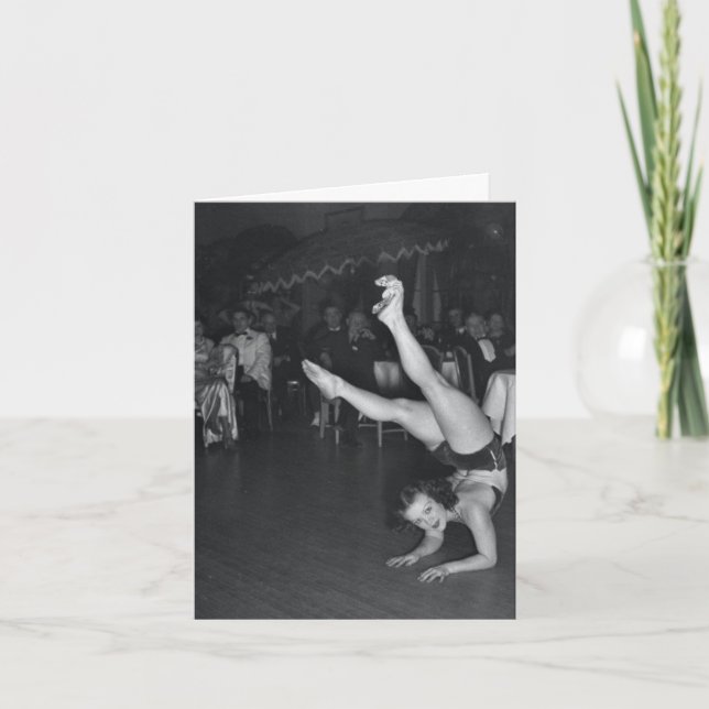 Vintage Karte "Acrobatic Lady" (Vorderseite)