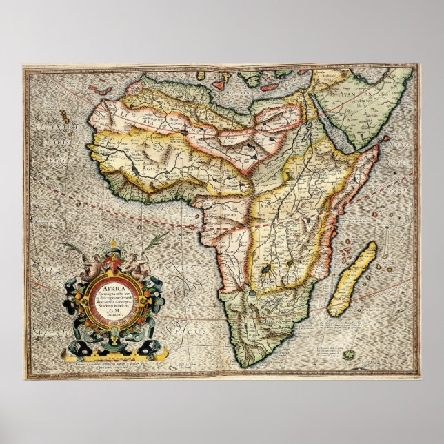 Vintage Karte Afrikas (1596) Poster (Vorne)