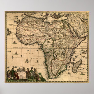 Vintage Karte Afrikas (1688) Poster