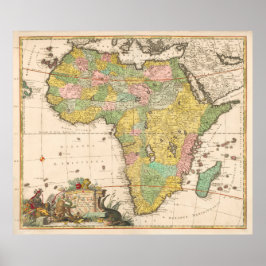 Vintage Karte Afrikas, 1690 Poster