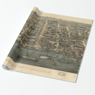 Vintage Karte Alexandria VA (1863) Geschenkpapier
