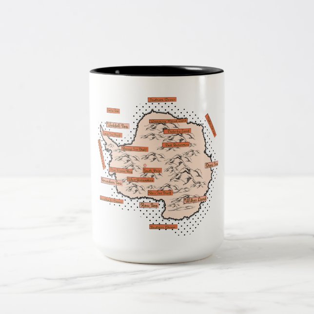 Vintage Karte Antarktis Zweifarbige Tasse (Mittel)
