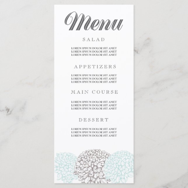 Vintage Karte Aqua Zinnia Blume Hochzeiten (Vorderseite)