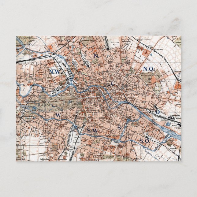 Vintage Karte Berlin Deutschland (1894) (Vorderseite)