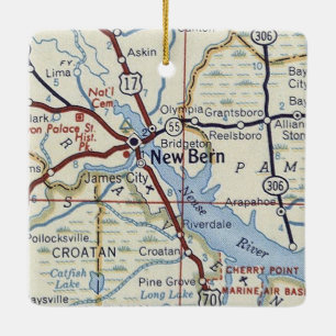 Vintage Karte Bern NC Keramikornament