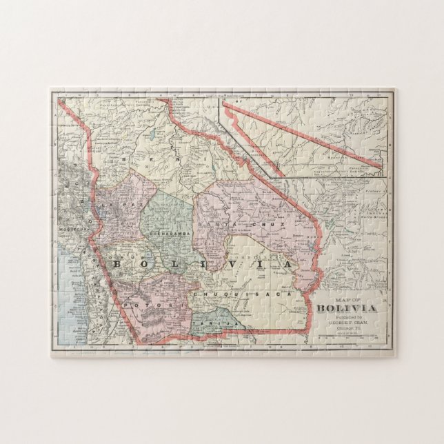 Vintage Karte Boliviens (1901) (Horizontal)