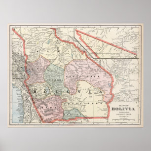 Vintage Karte Boliviens (1901) Poster