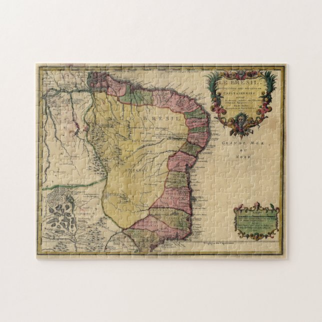 Vintage Karte Brasiliens (1719) (Horizontal)