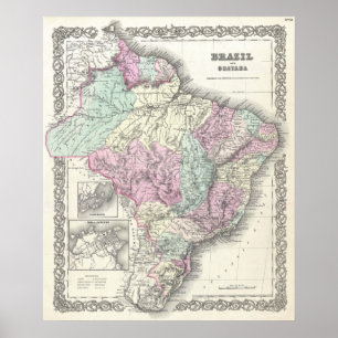 Vintage Karte Brasiliens (1855) Poster