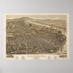 Vintage Karte Chattanooga (1886) Poster