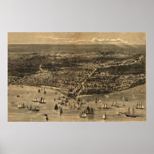 Vintage Karte Chicagos (1871) Poster