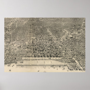 Vintage Karte Chicagos (1916) Poster