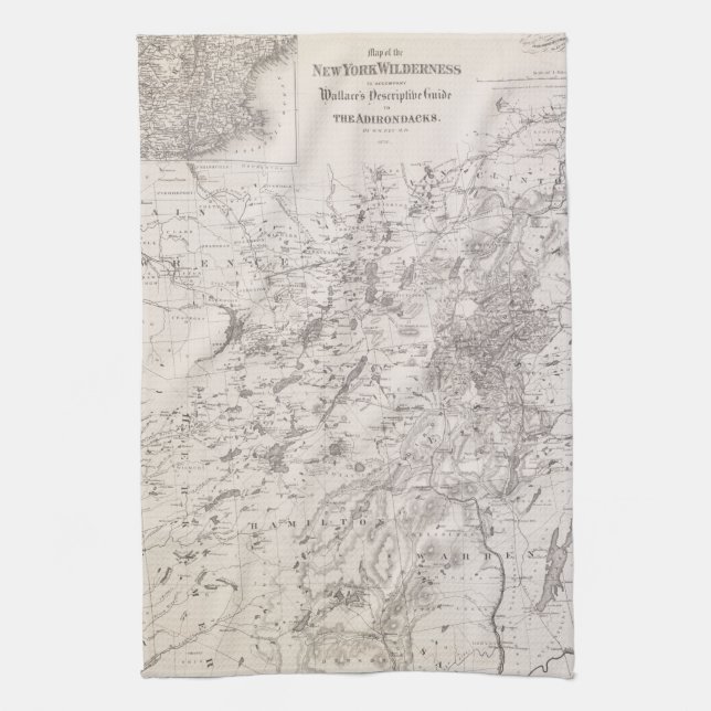 Vintage Karte der Adirondacks New York Geschirrtuch (Vertikal)