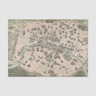 Vintage Karte der antiken Stadt Paris Seidenpapier