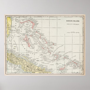 Vintage Karte der Bahamas (1901) Poster