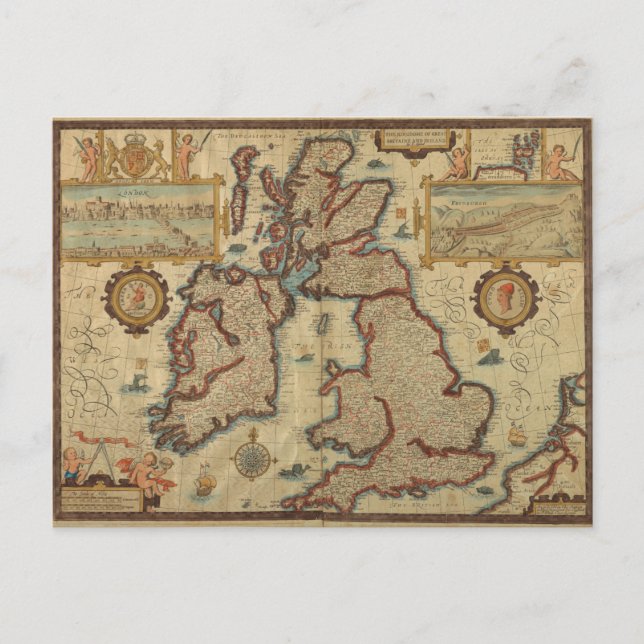 Vintage Karte der Britischen Inseln, 1552 - 1629 (Vorderseite)