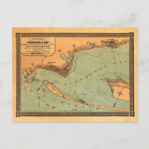 Vintage Karte der Bucht von Pensacola, Florida