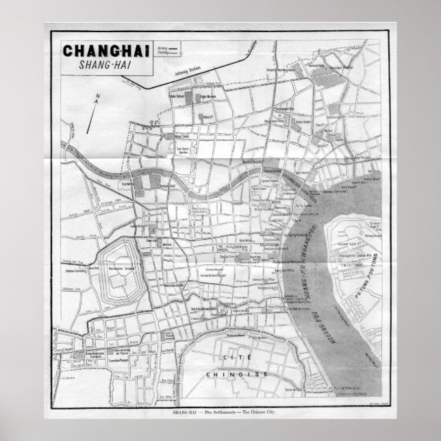 Vintage Karte der China Shanghai (1912) Poster (Vorne)