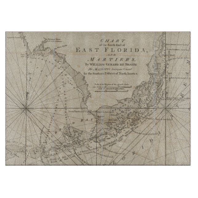 Vintage Karte der Florida-Schlüssel (1771) Schneidebrett (Vorderseite)