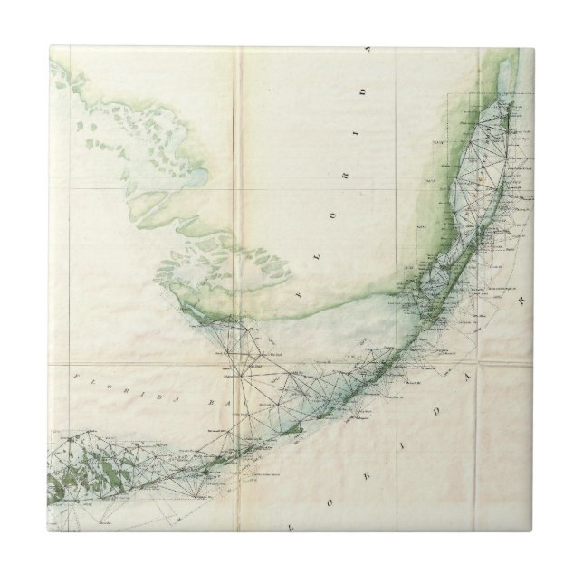 Vintage Karte der Florida-Schlüssel (1859) Fliese (Vorderseite)