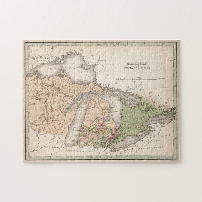 Vintage Karte der Großen Seen (1837) (Horizontal)