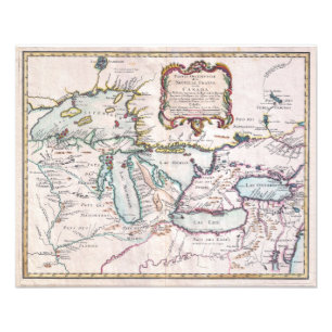 Vintage Karte der Großen Seen Fotodruck