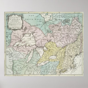 Vintage Karte der Großen Seen und Kanadas (1761) Poster