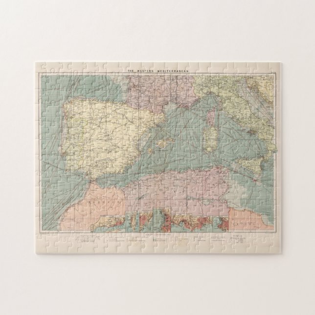 Vintage Karte der Häfen im östlichen Mittelmeer (Horizontal)