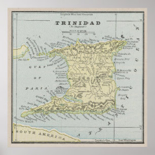 Vintage Karte der Insel Trinidad (1901) Poster