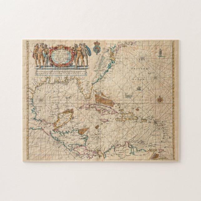 Vintage Karte der Karibik (1672) (Horizontal)