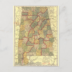 Vintage-Karte der Kongressbezirke von Alabama (191 Postkarte